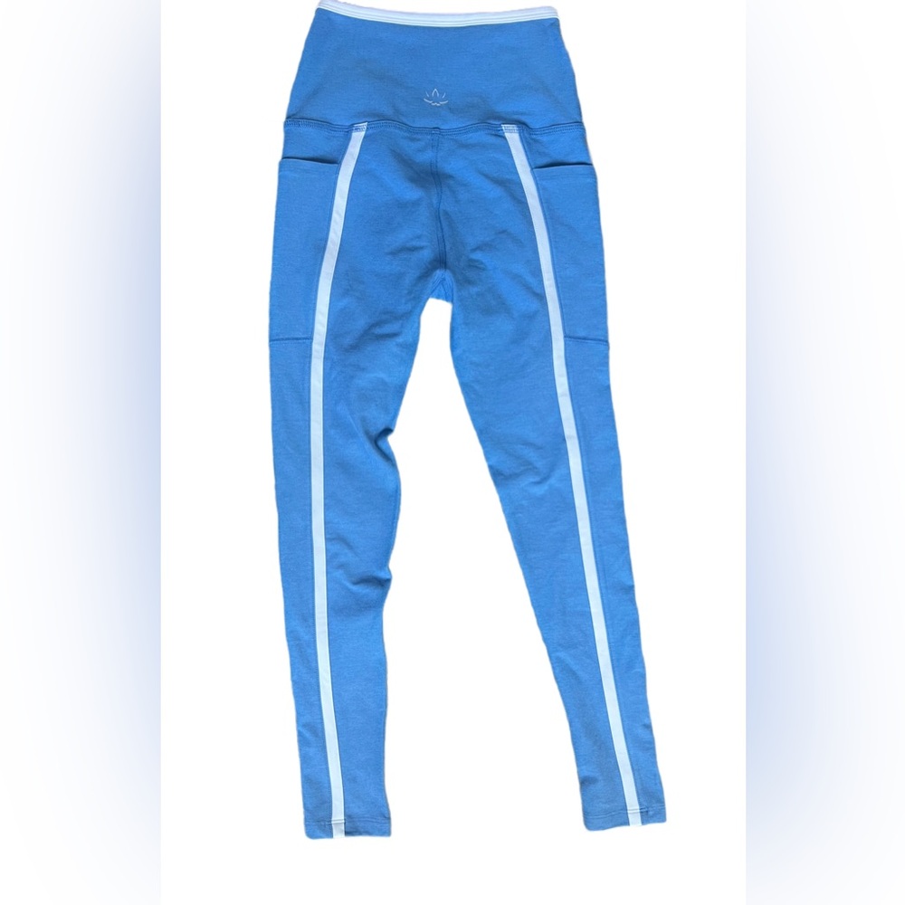 Beyond Yoga Kids Blue Leggings with White Accents - Picture 2 of 4